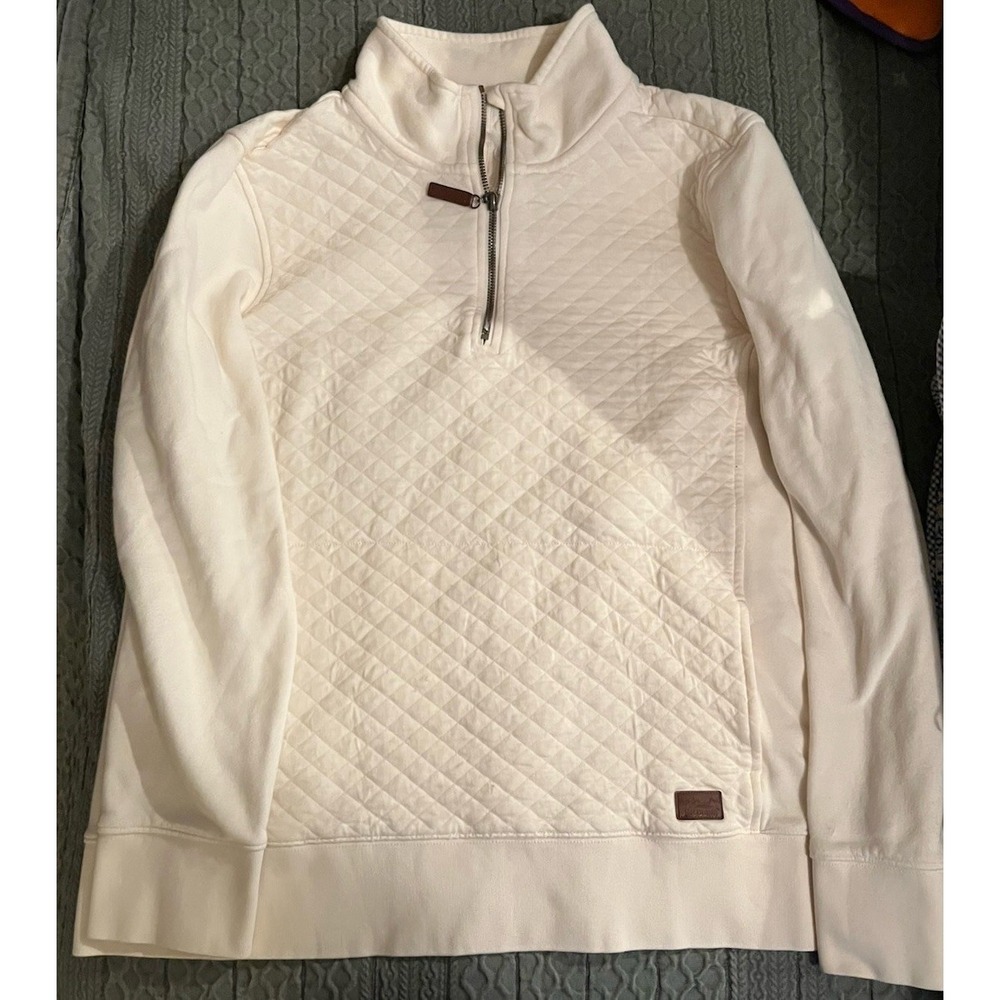 L.L. Bean Cream Pullover with Quilted Texture